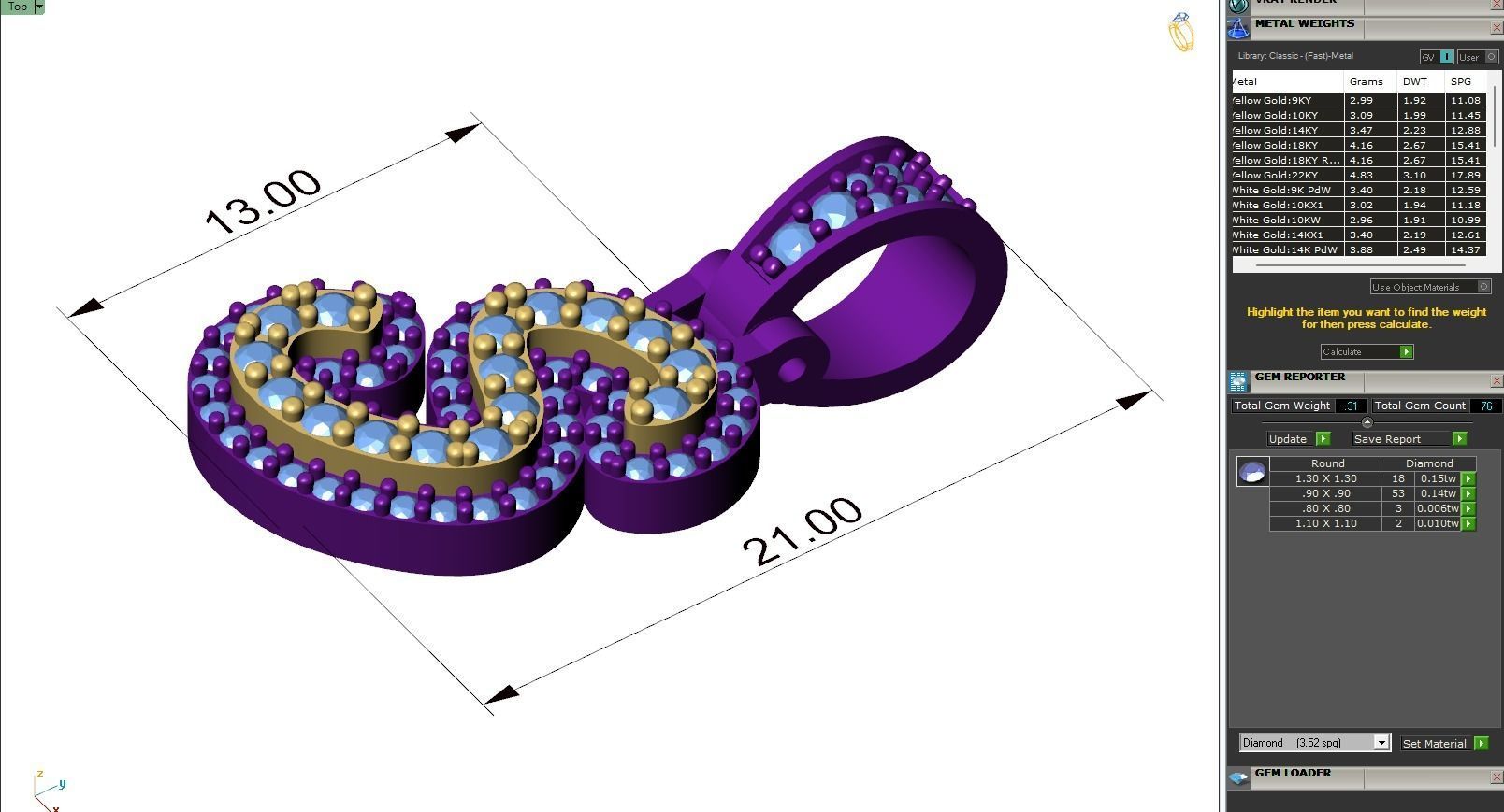 Custom Initial S Letter Diamond Pendant A to Z Alphabet Necklace 3D print model_6