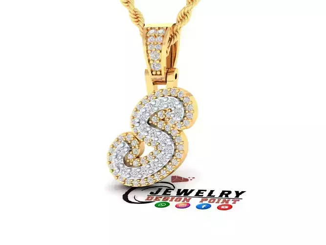 Custom Initial S Letter Diamond Pendant A to Z Alphabet Necklace