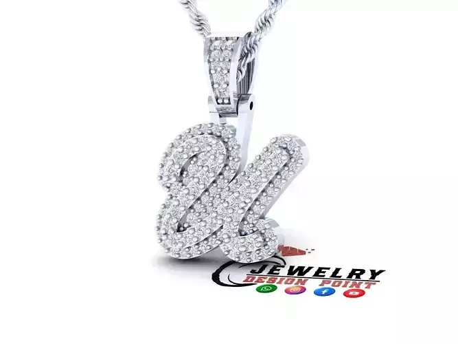 Custom Initial U Letter Diamond Pendant A to Z Alphabet Necklace