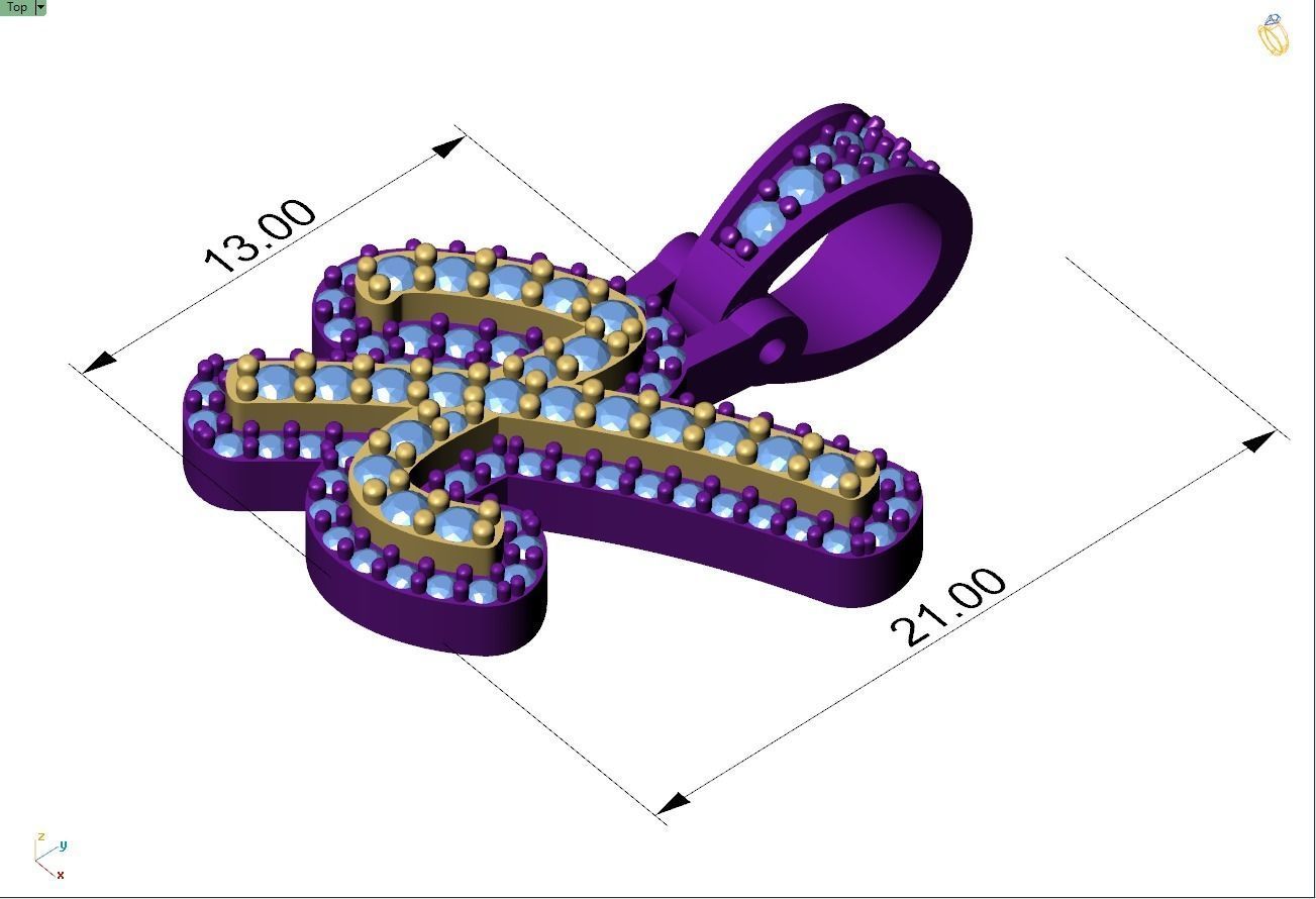 Custom Initial X Letter Diamond Pendant A to Z Alphabet Necklace 3D print model_4