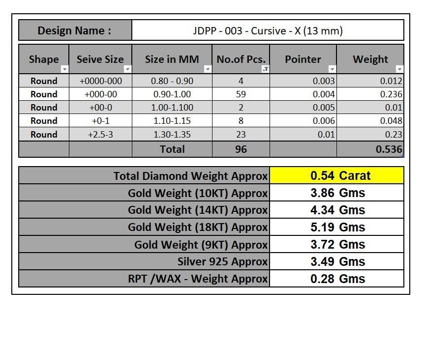 Custom Initial X Letter Diamond Pendant A to Z Alphabet Necklace 3D print model_18