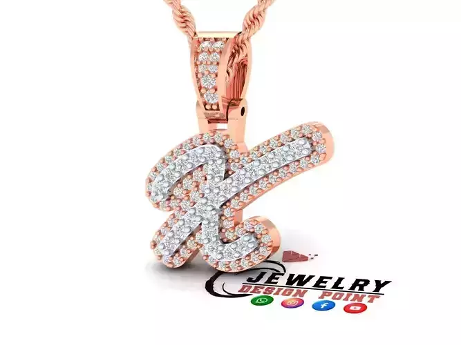 Custom Initial X Letter Diamond Pendant A to Z Alphabet Necklace