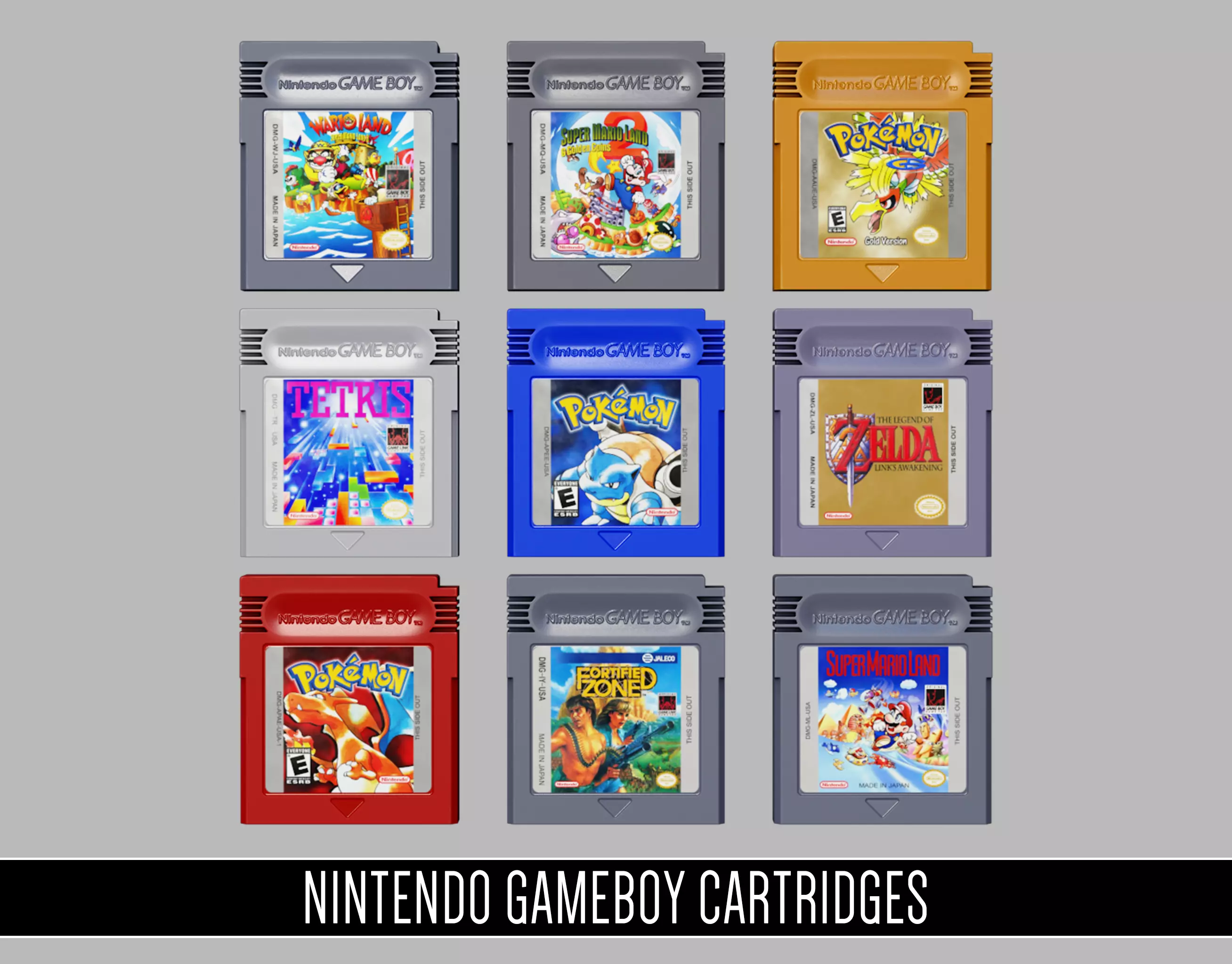 Nintendo Gameboy Cartridges Low-poly 3D model_0