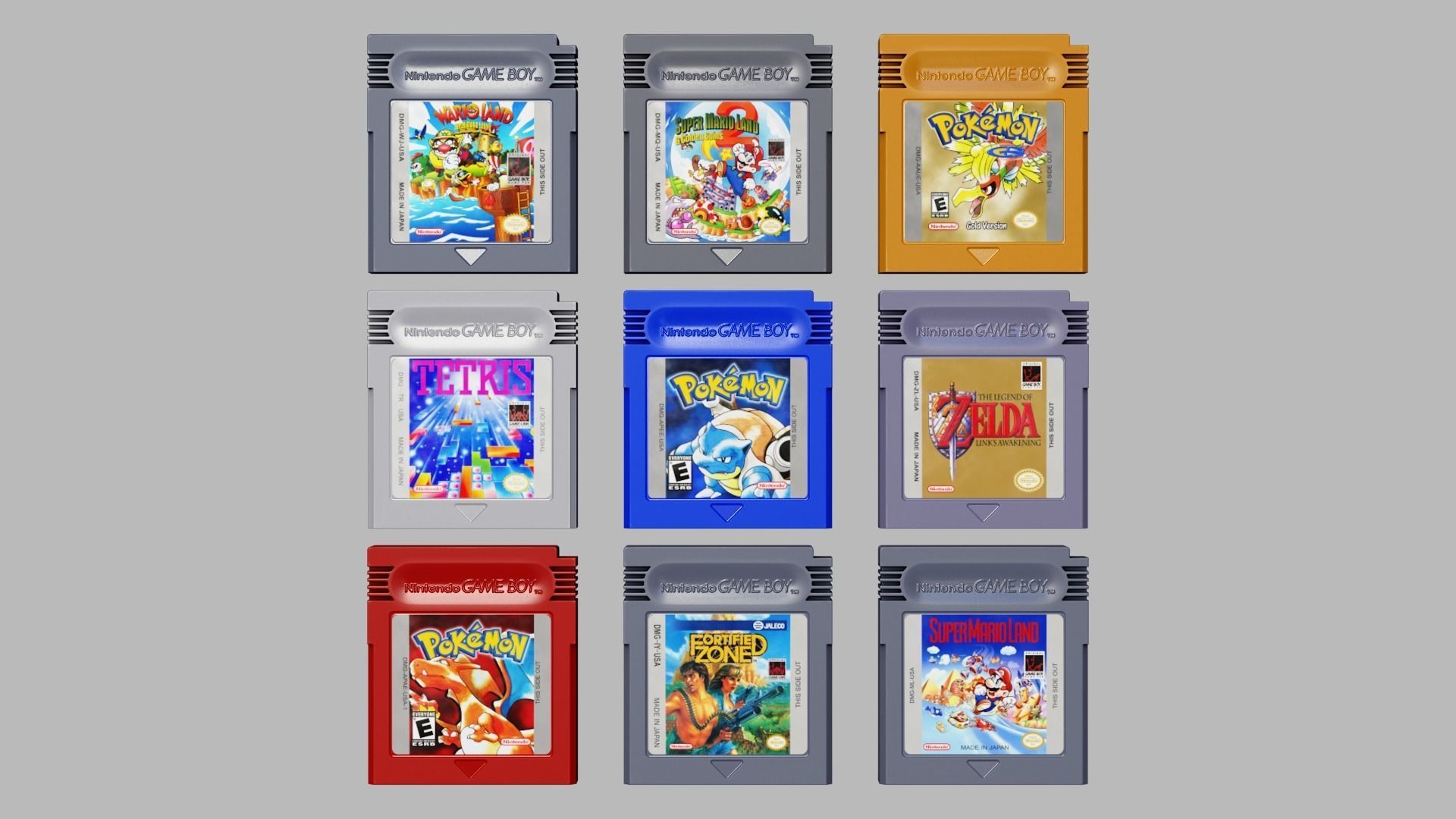 Nintendo Gameboy Cartridges Low-poly 3D model_2