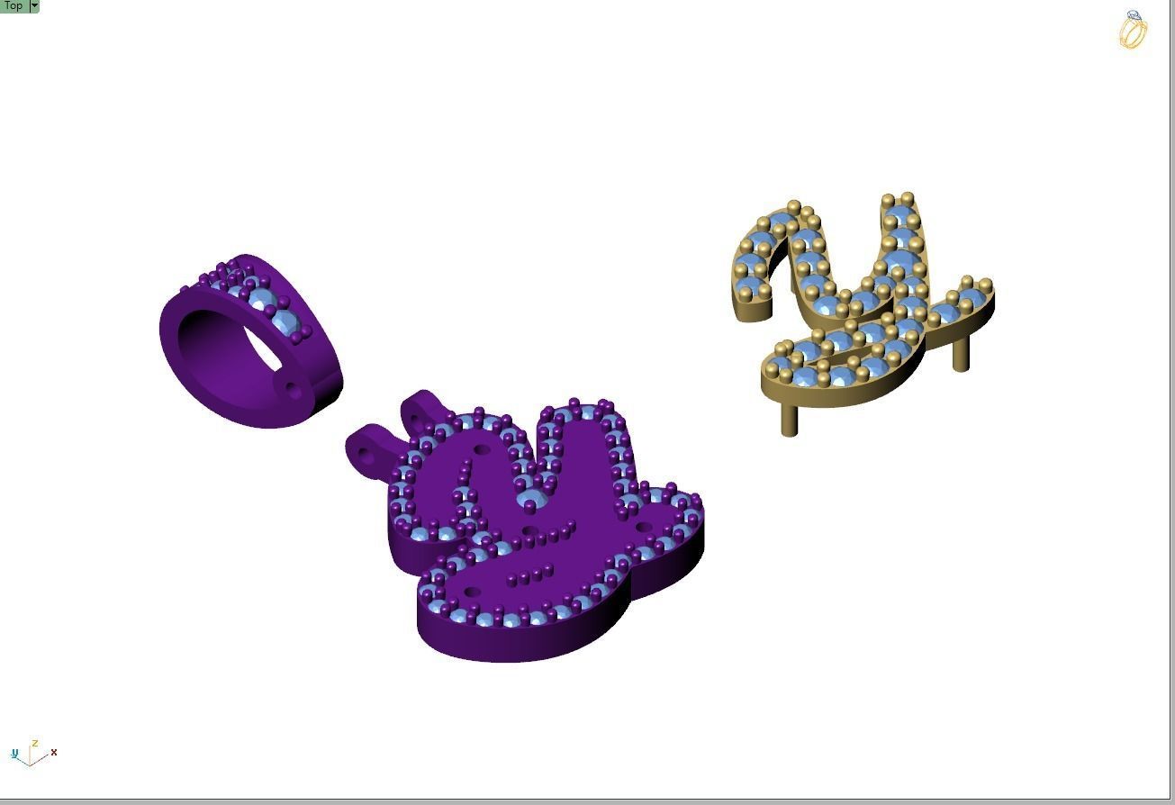 Custom Initial Y Letter Diamond Pendant A to Z Alphabet Necklace 3D print model_12