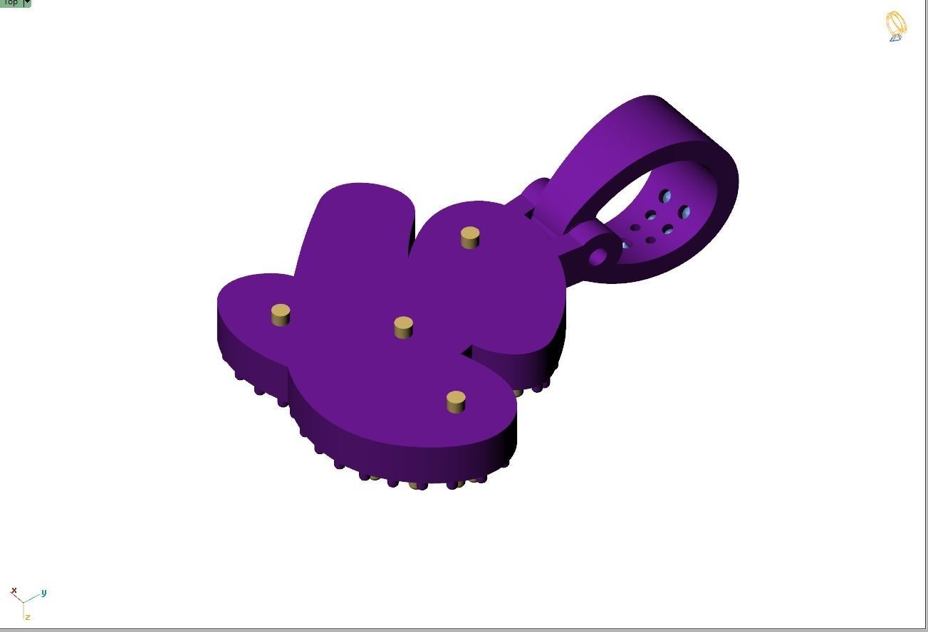 Custom Initial Y Letter Diamond Pendant A to Z Alphabet Necklace 3D print model_9