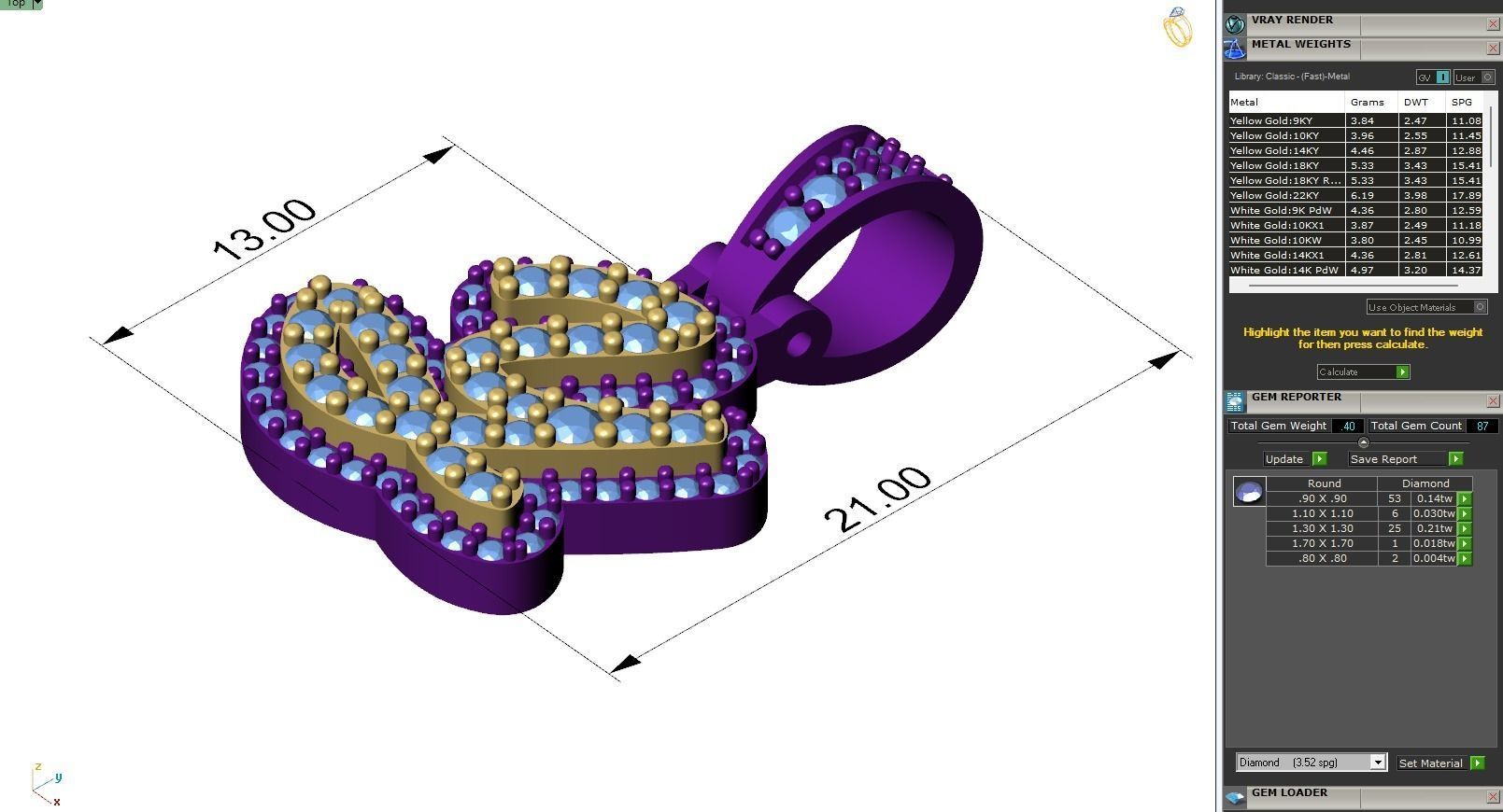 Custom Initial Y Letter Diamond Pendant A to Z Alphabet Necklace 3D print model_6