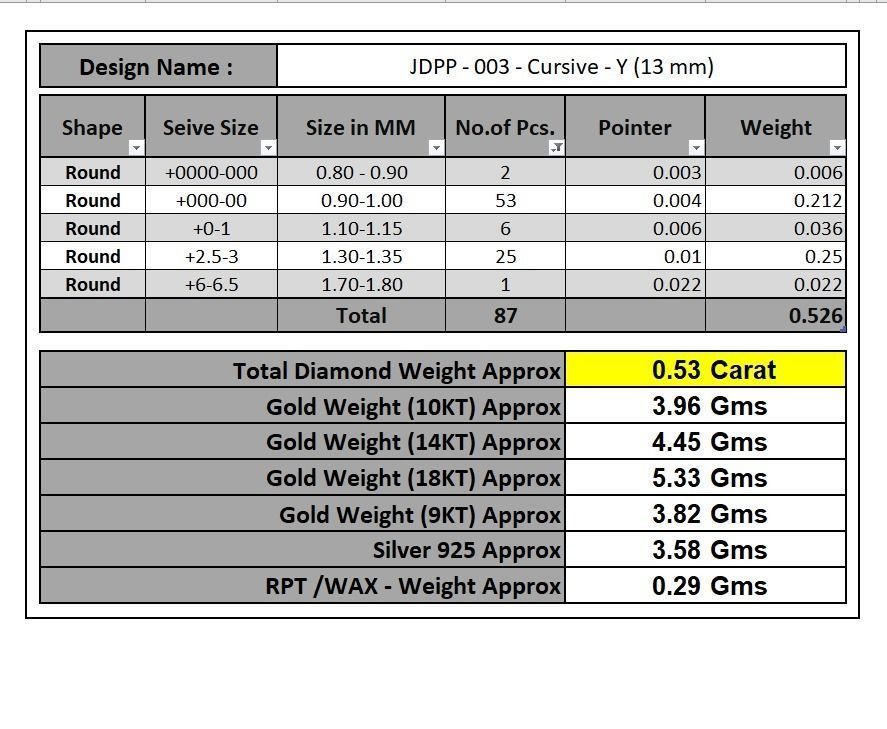 Custom Initial Y Letter Diamond Pendant A to Z Alphabet Necklace 3D print model_19