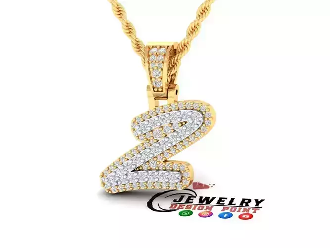 Custom Initial Z Letter Diamond Pendant A to Z Alphabet Necklace
