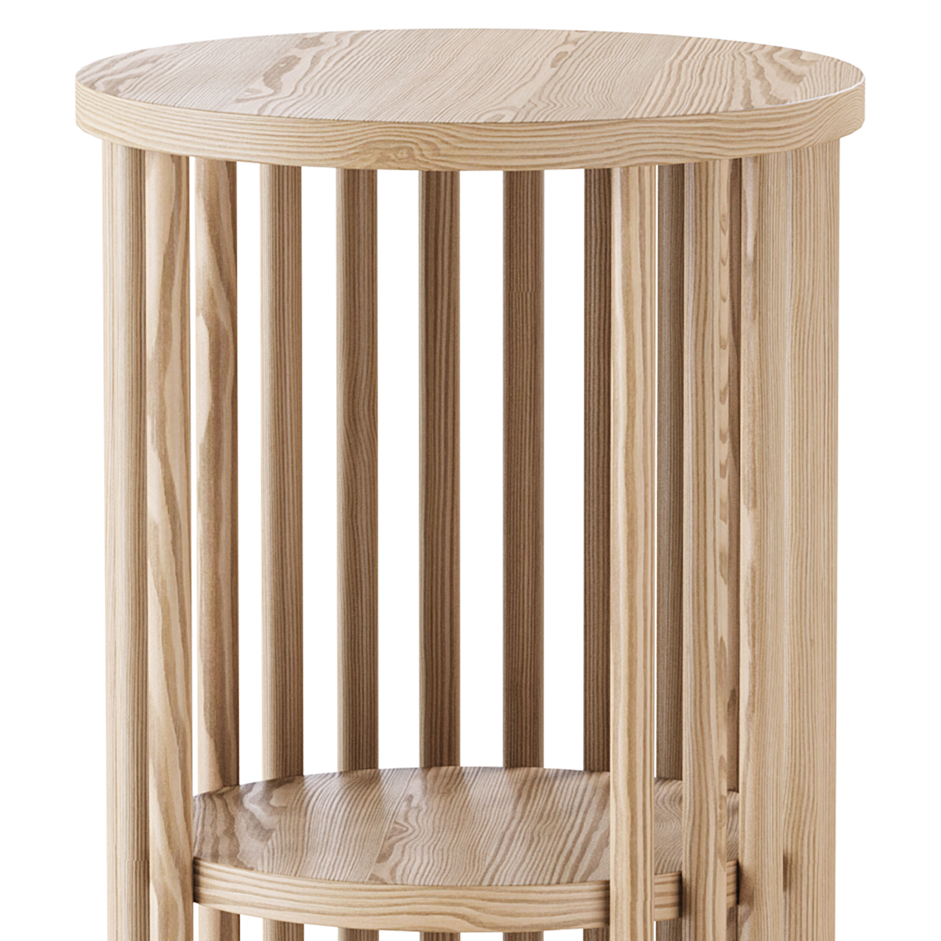 Solid Wood Side Table 3D model_4