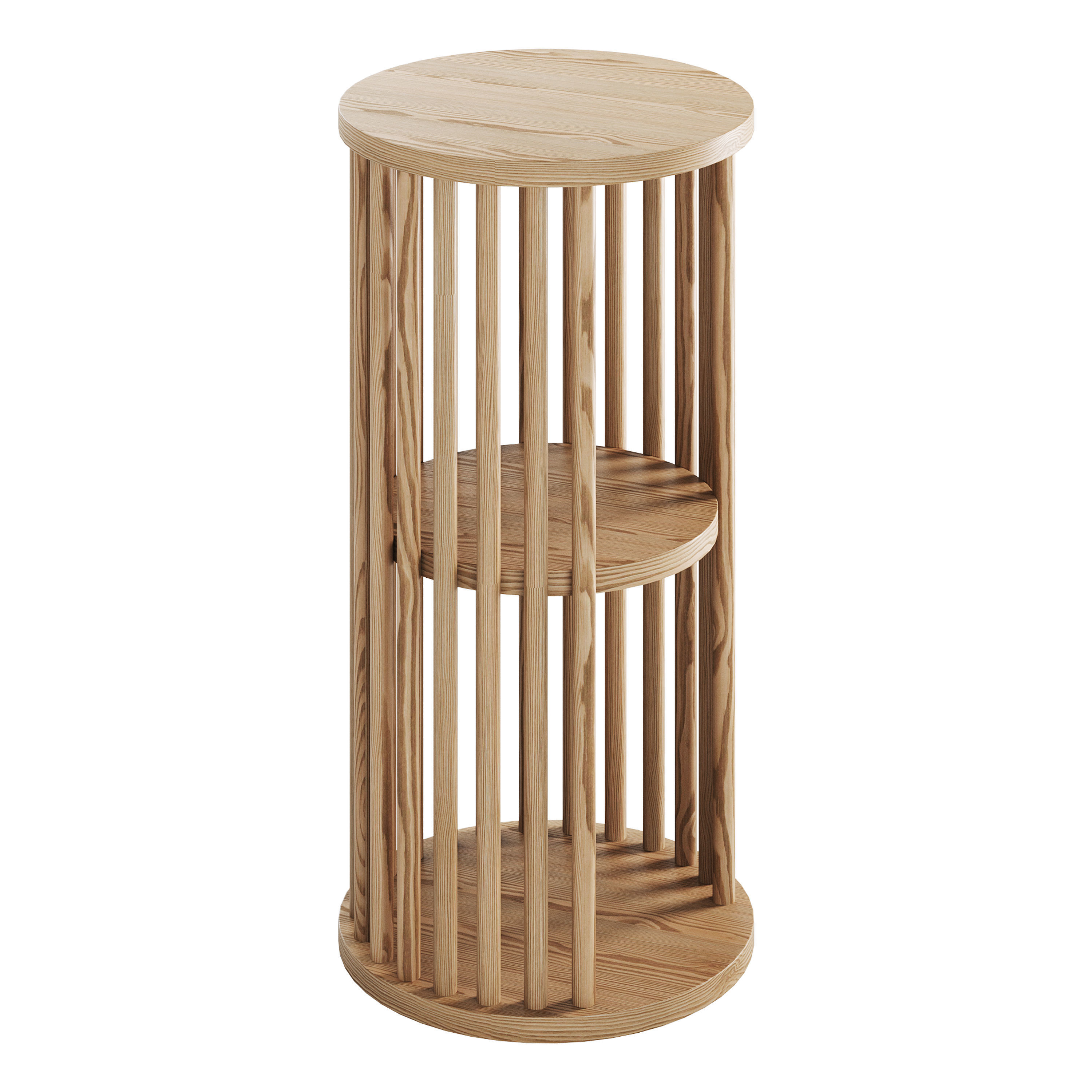 Solid Wood Side Table 3D model_1