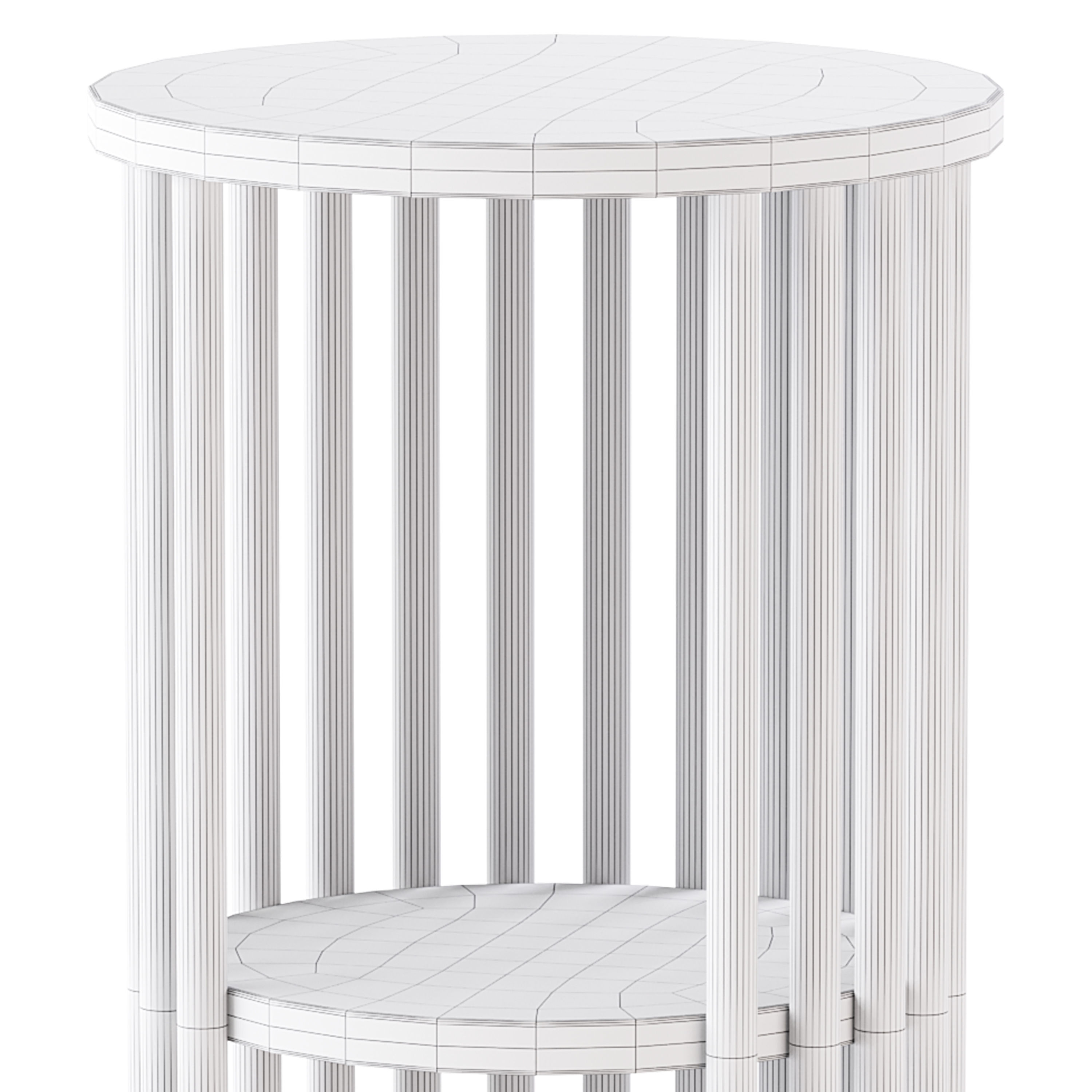 Solid Wood Side Table 3D model_15