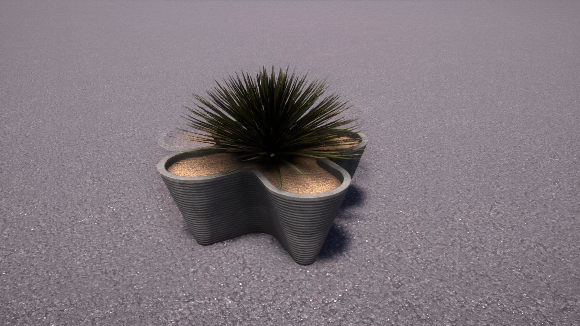 Planter with Yucca Low-poly 3D model_5
