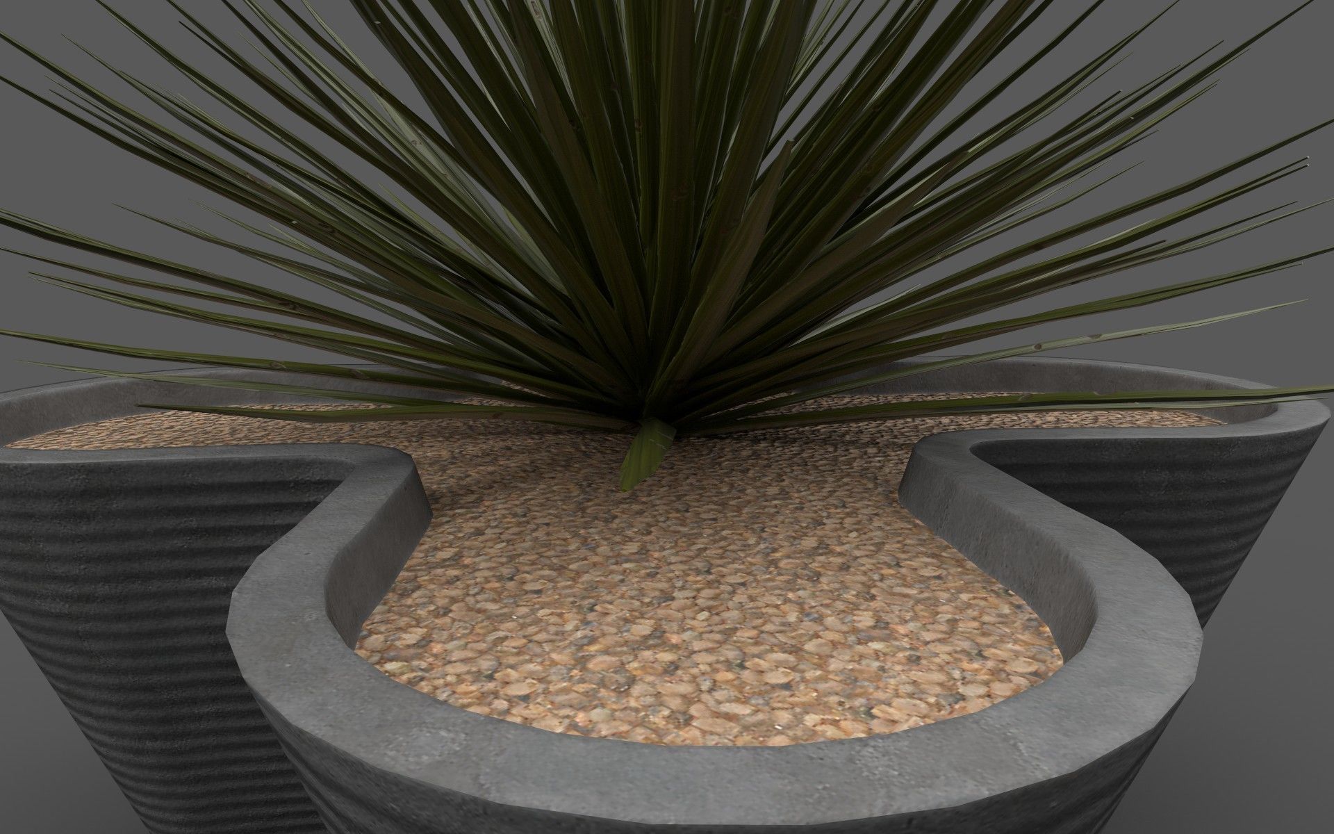 Planter with Yucca Low-poly 3D model_3