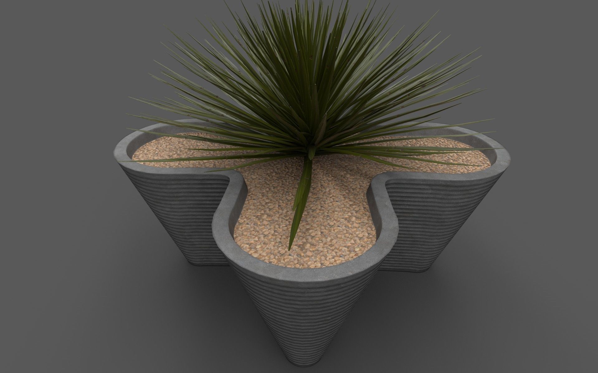 Planter with Yucca Low-poly 3D model_2