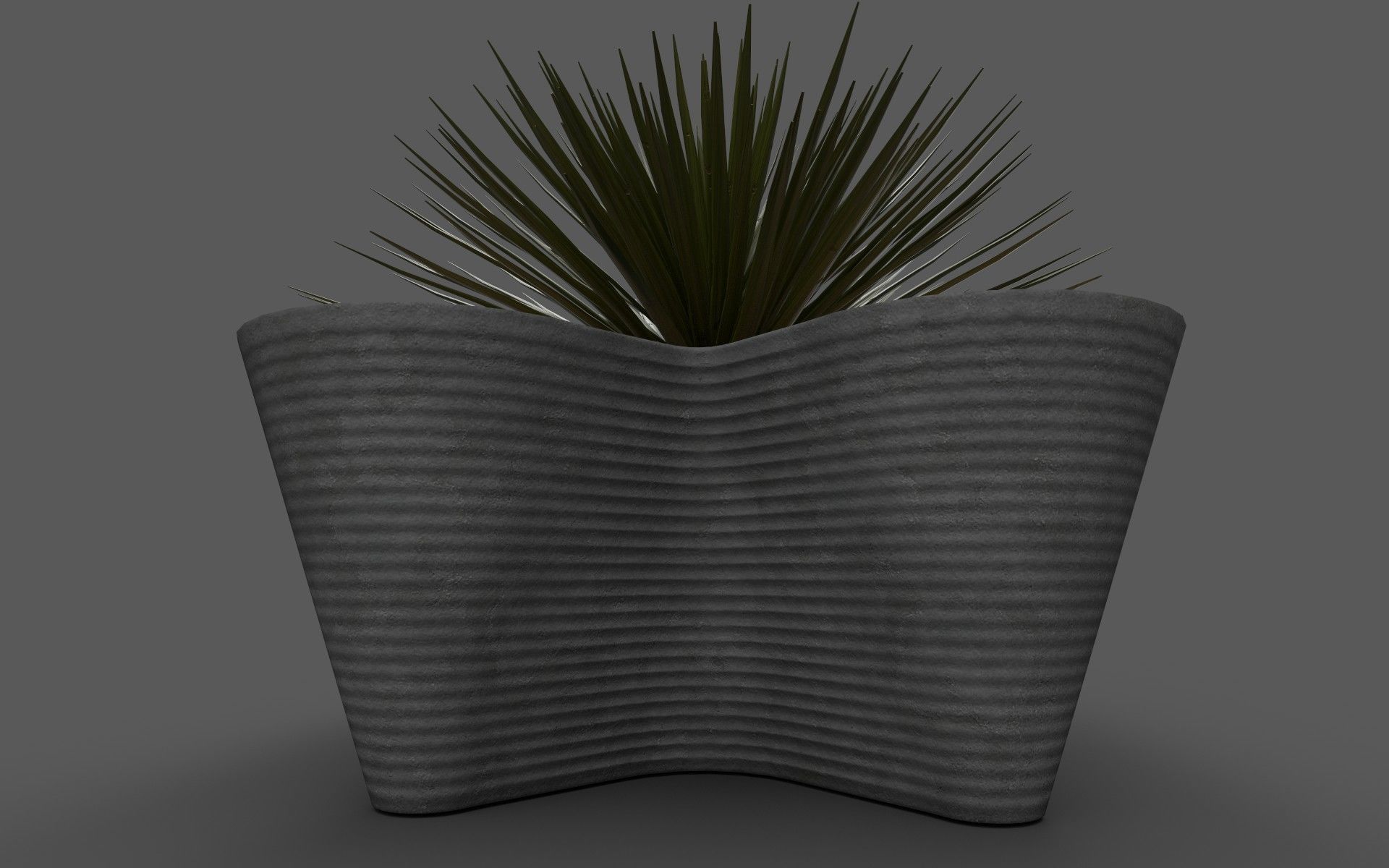Planter with Yucca Low-poly 3D model_1