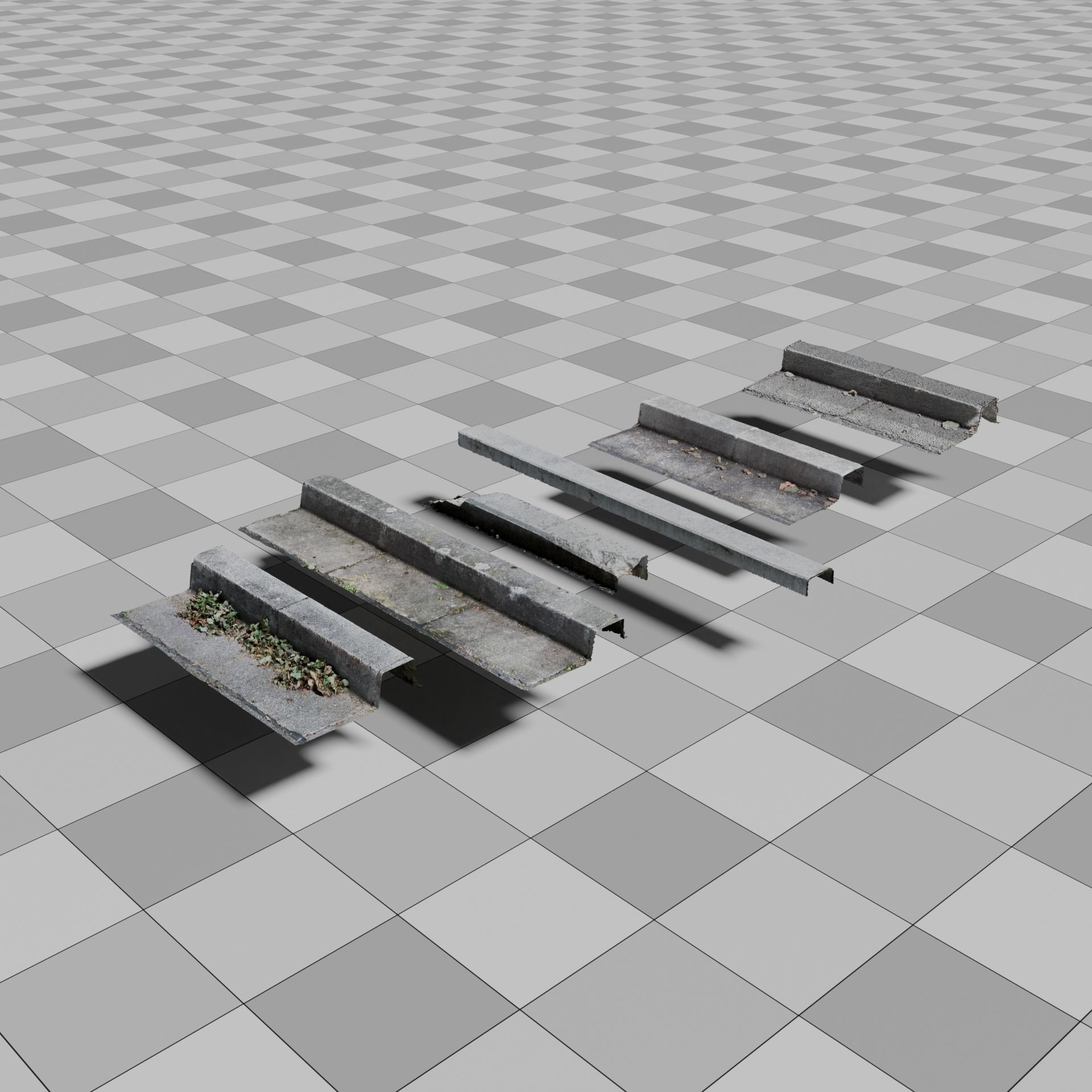 Photoscanned Curbs Pack 3D model_3