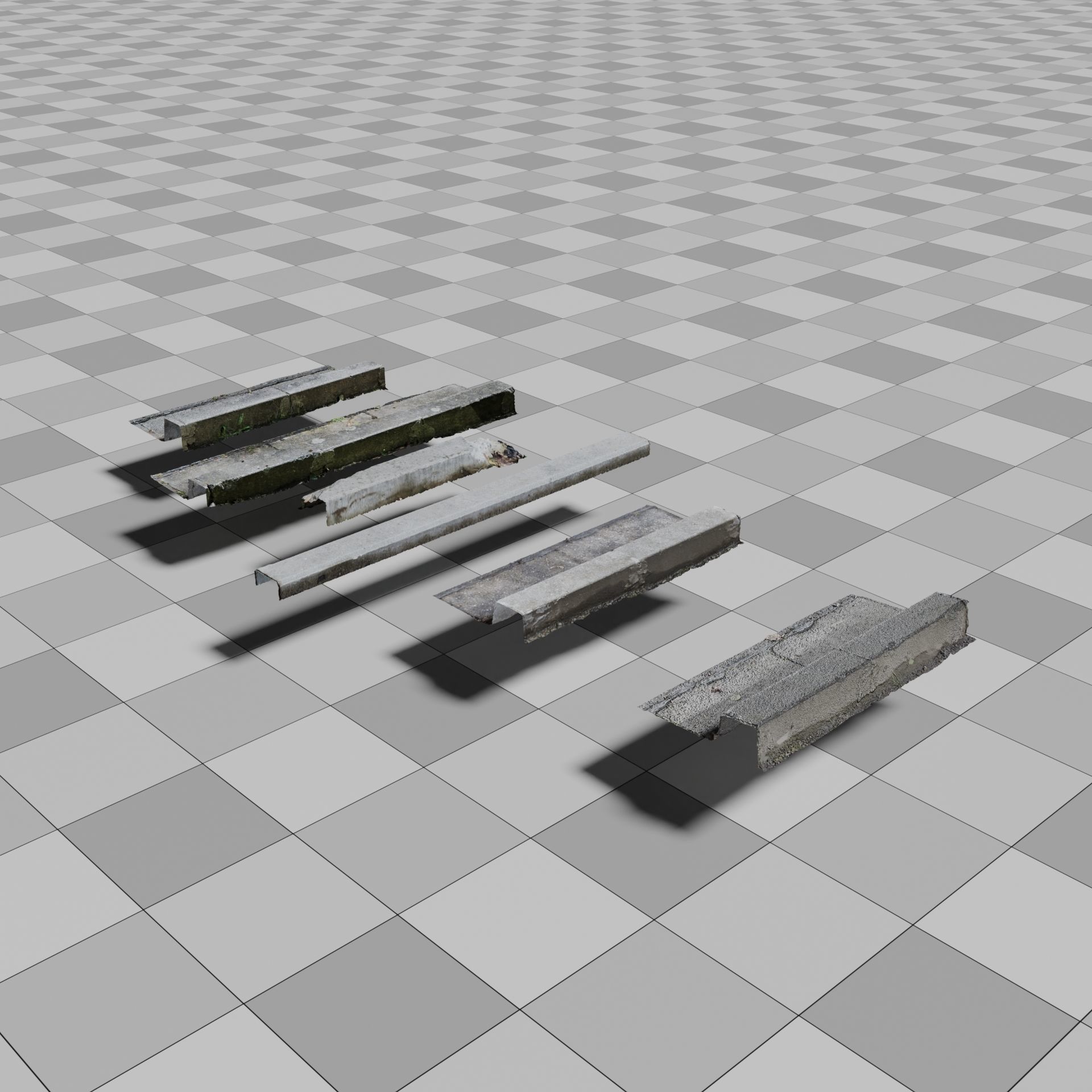 Photoscanned Curbs Pack 3D model_2