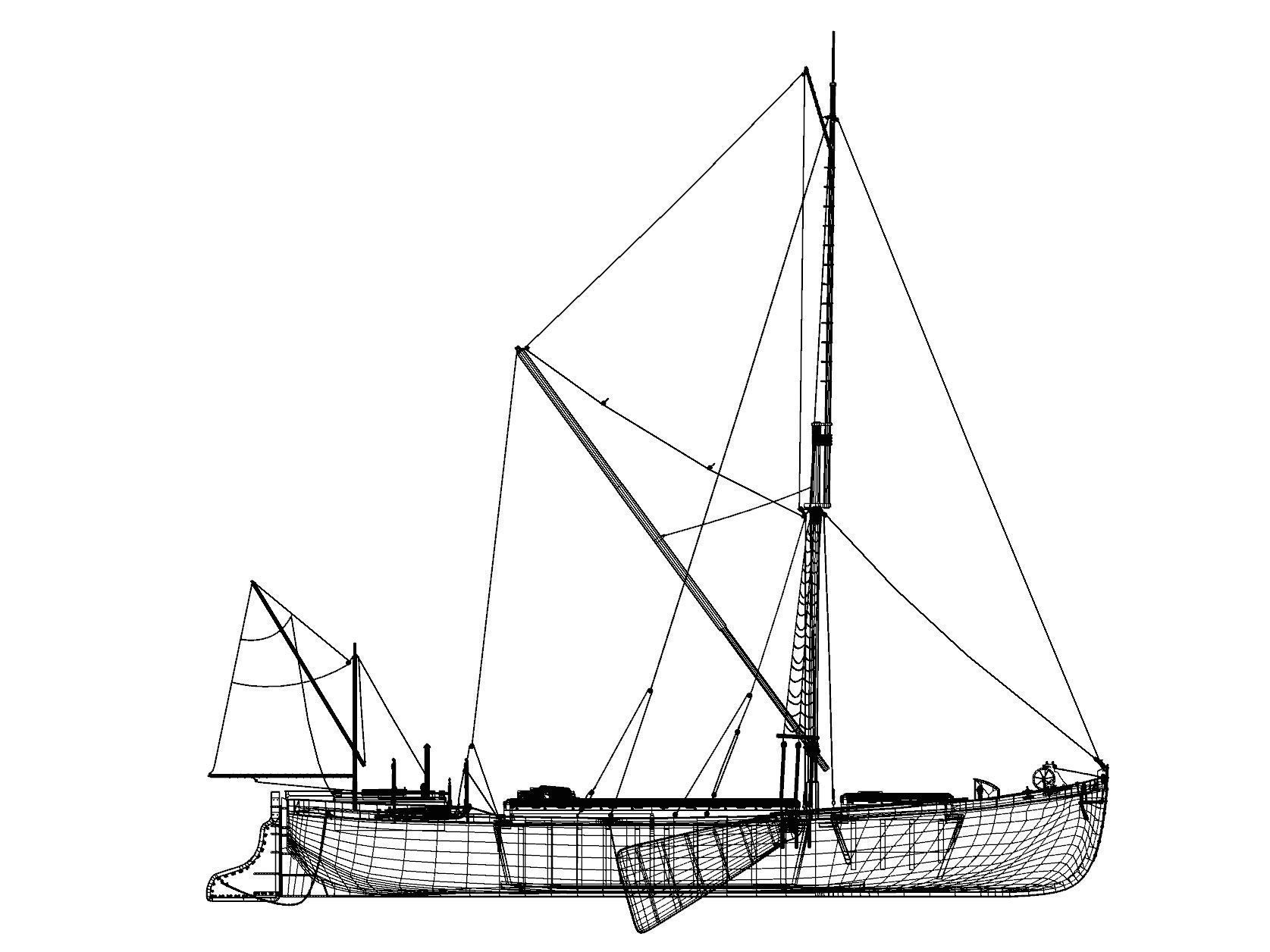 Victorian Thames Barge  3D model_8