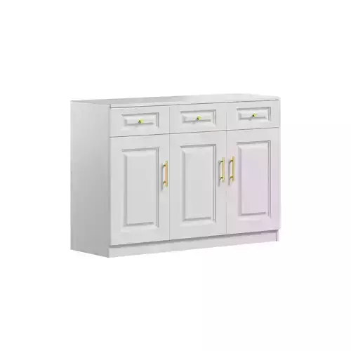 Sumptuous White Wood Sideboard Credenza with Drawers