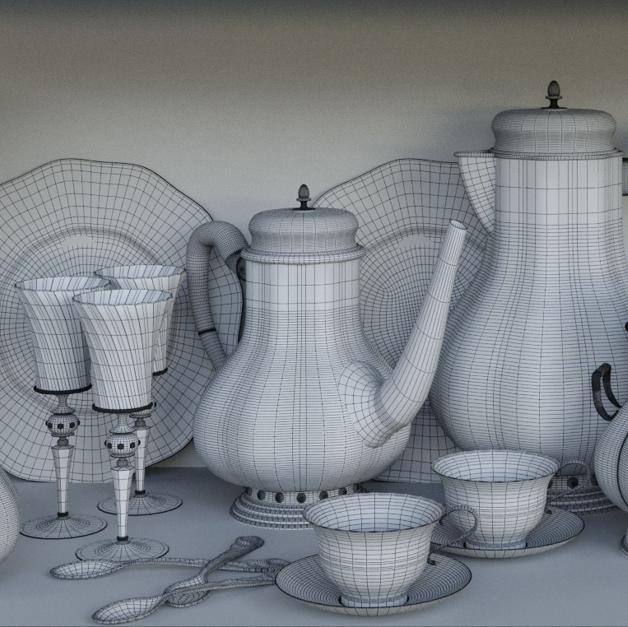 Old Antique Set 3D Model Corona Render 3D model_3