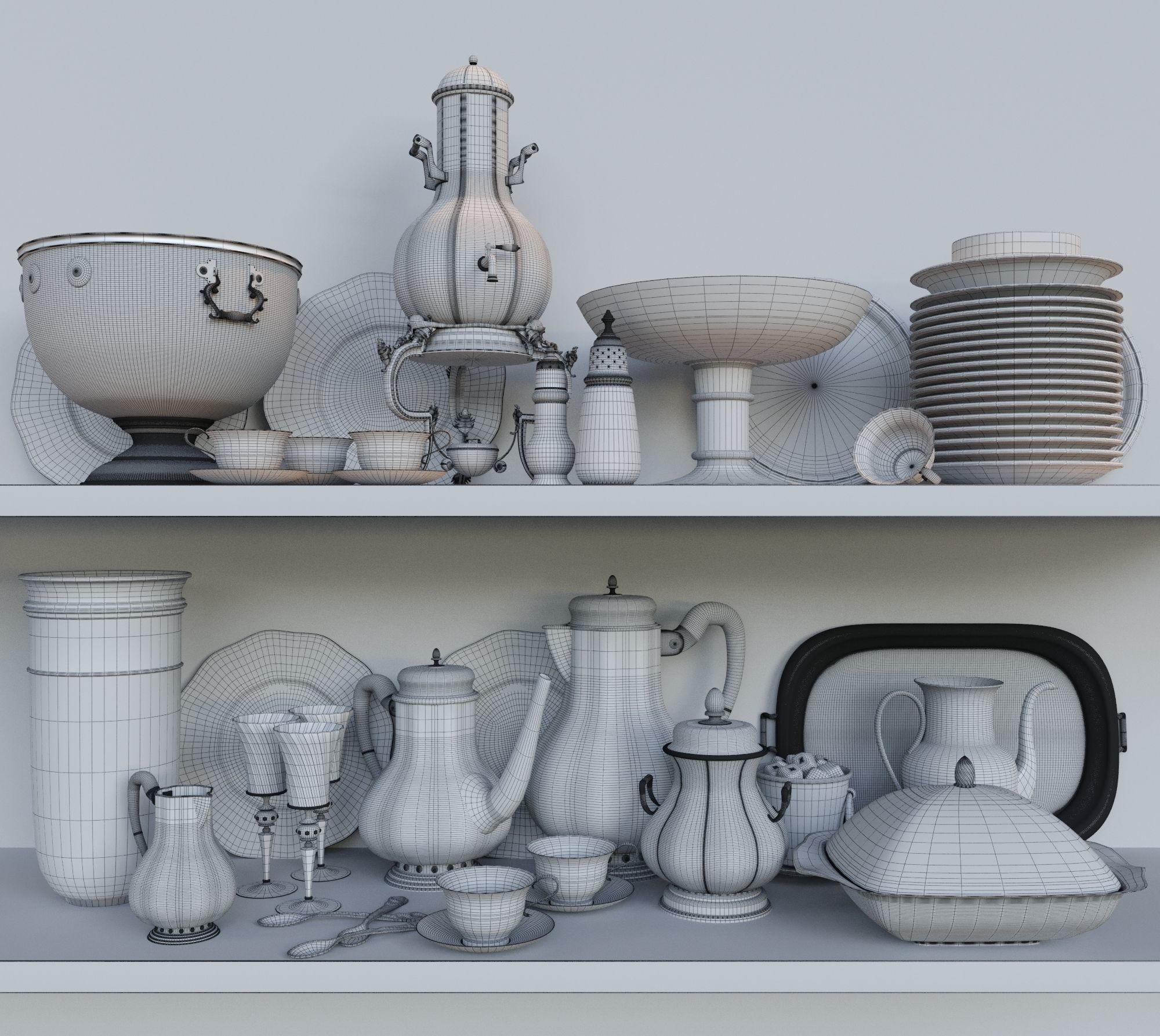 Old Antique Set 3D Model Corona Render 3D model_1