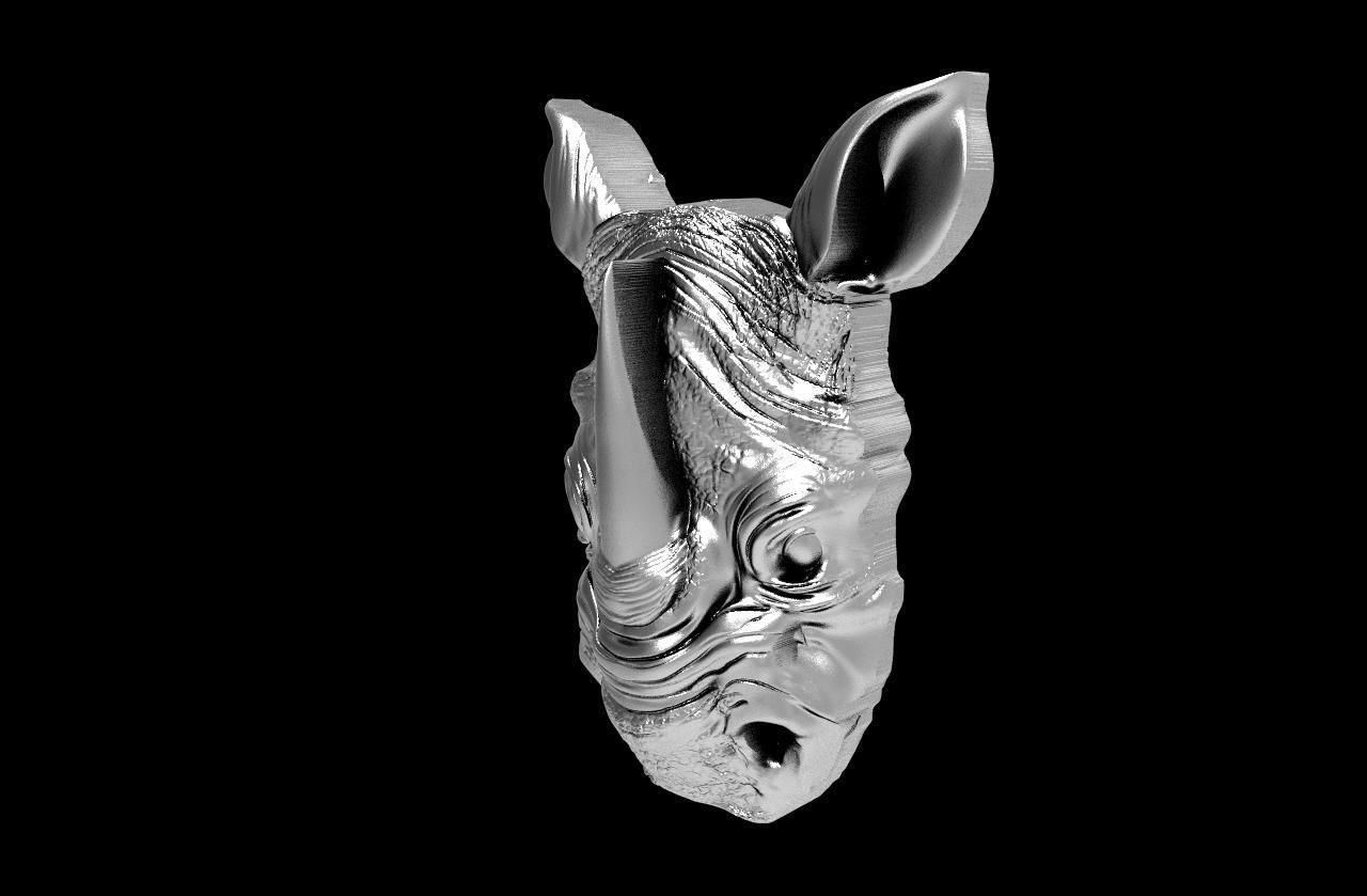Rhinoceros head  pendant 3D print model_5