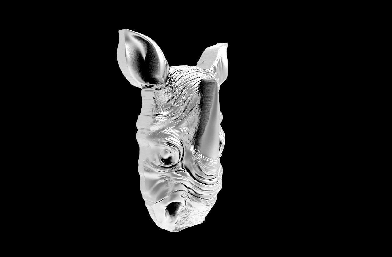 Rhinoceros head  pendant 3D print model_6