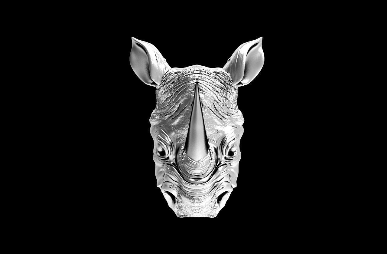 Rhinoceros head  pendant 3D print model_4