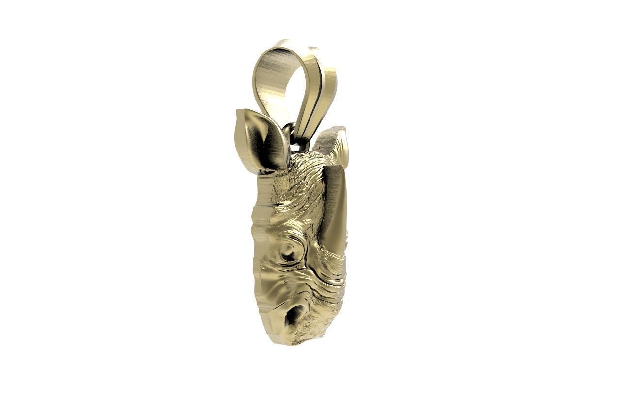 Rhinoceros head  pendant 3D print model_2