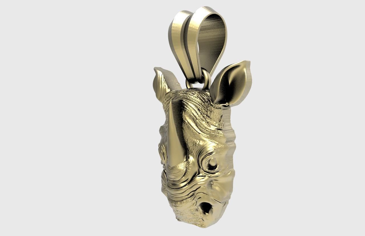 Rhinoceros head  pendant 3D print model_1