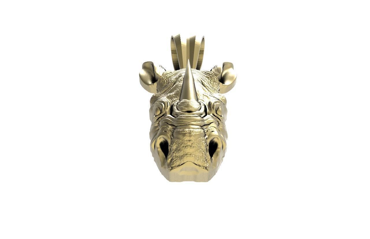 Rhinoceros head  pendant 3D print model_3