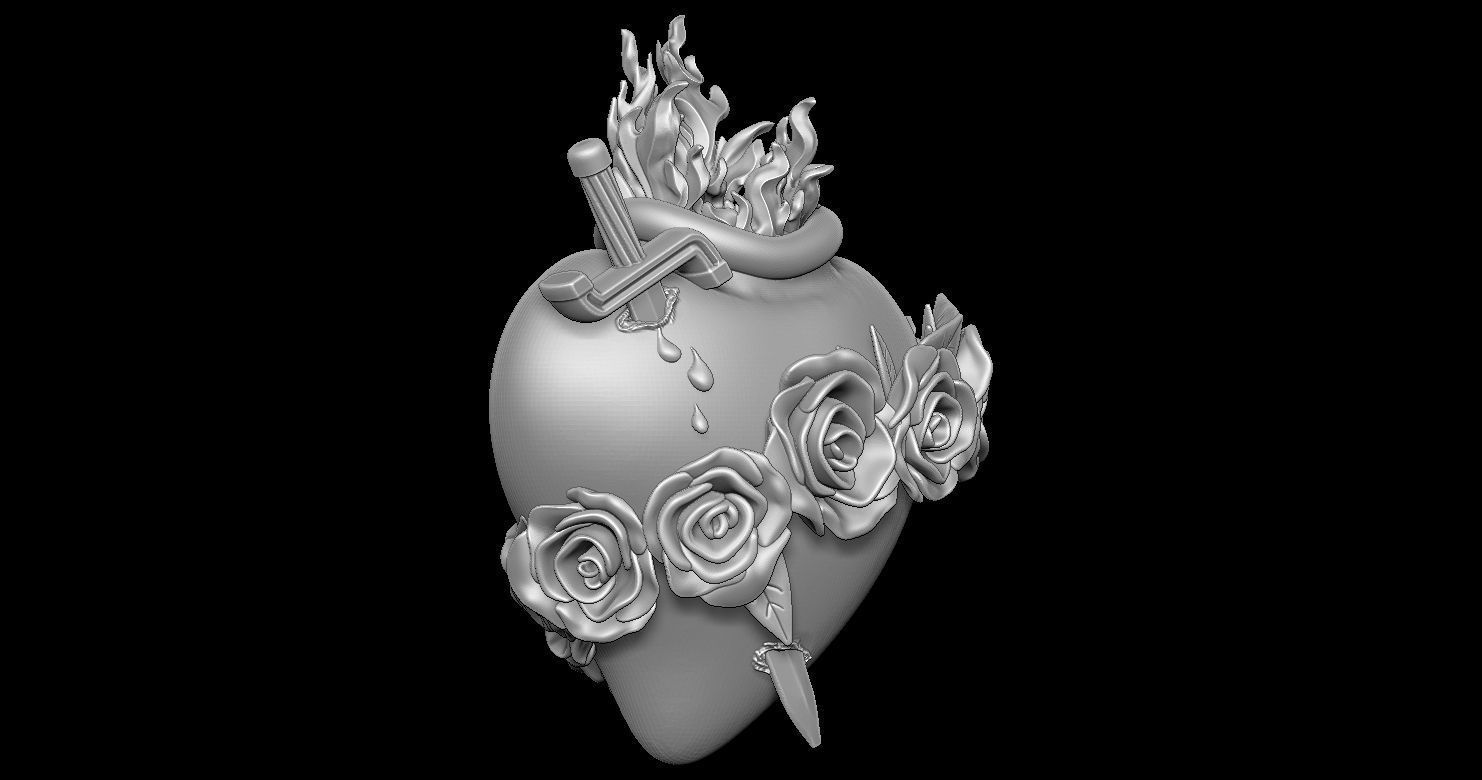 Three Sacred Hearts 3D print model 3D print model_23
