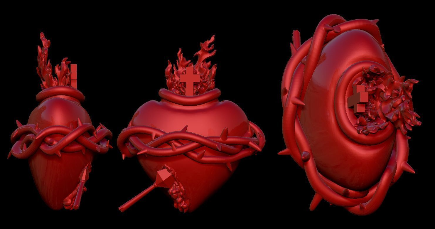 Three Sacred Hearts 3D print model 3D print model_26