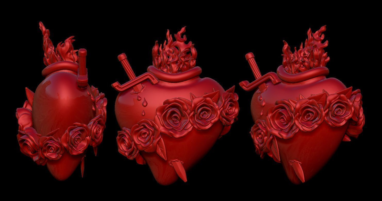 Three Sacred Hearts 3D print model 3D print model_13