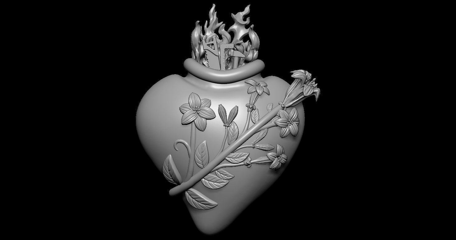 Three Sacred Hearts 3D print model 3D print model_34