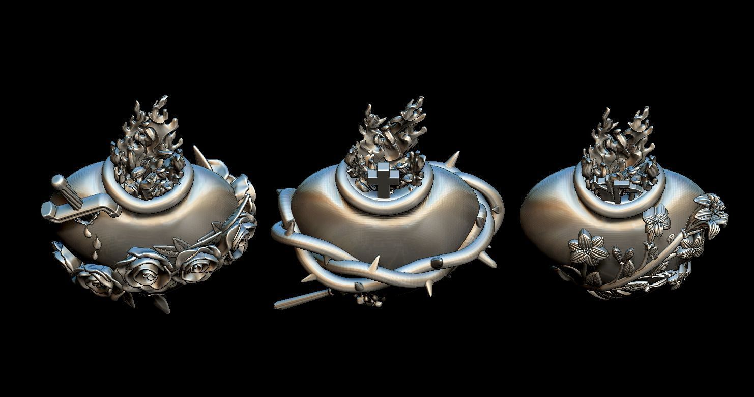 Three Sacred Hearts 3D print model 3D print model_10