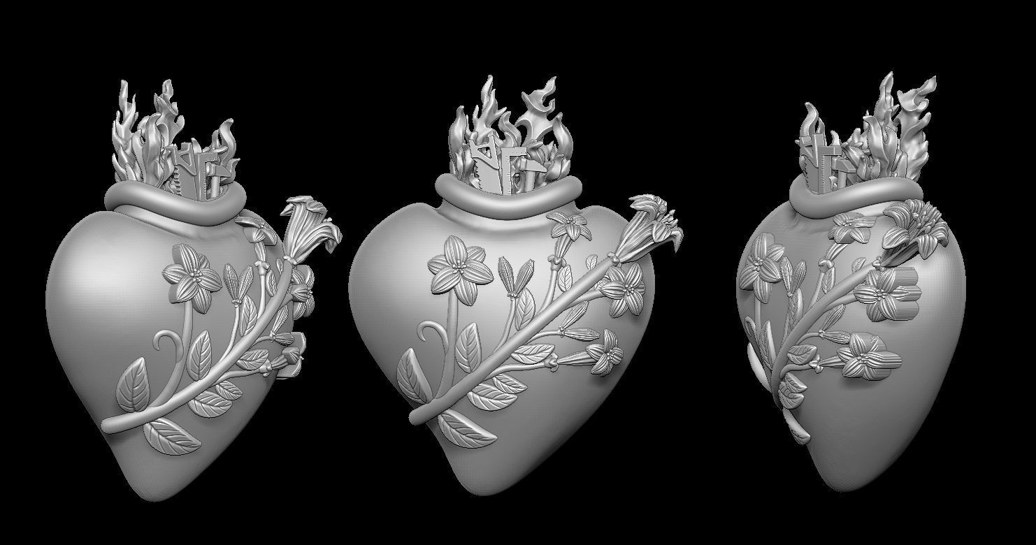 Three Sacred Hearts 3D print model 3D print model_35