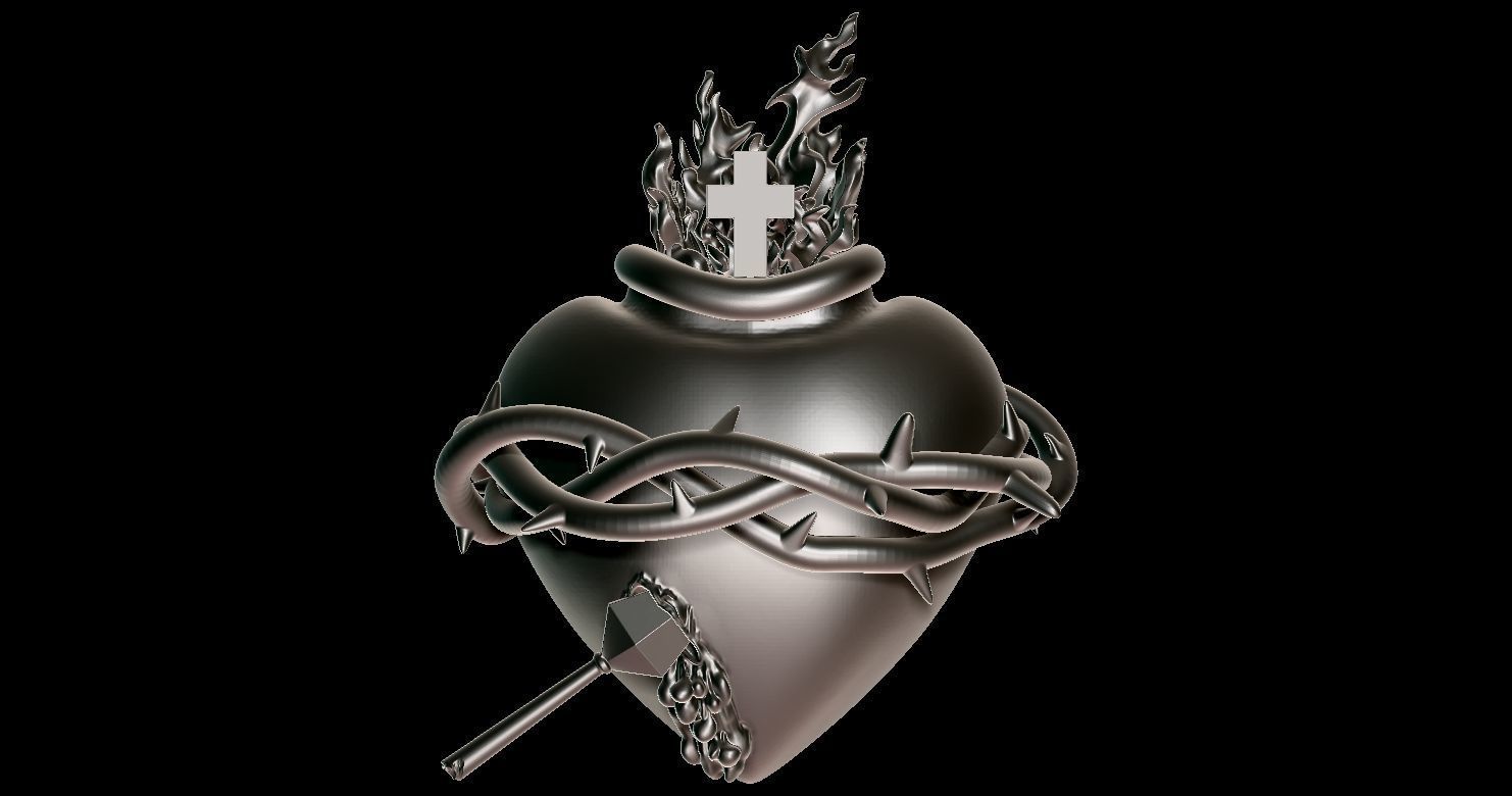 Three Sacred Hearts 3D print model 3D print model_28