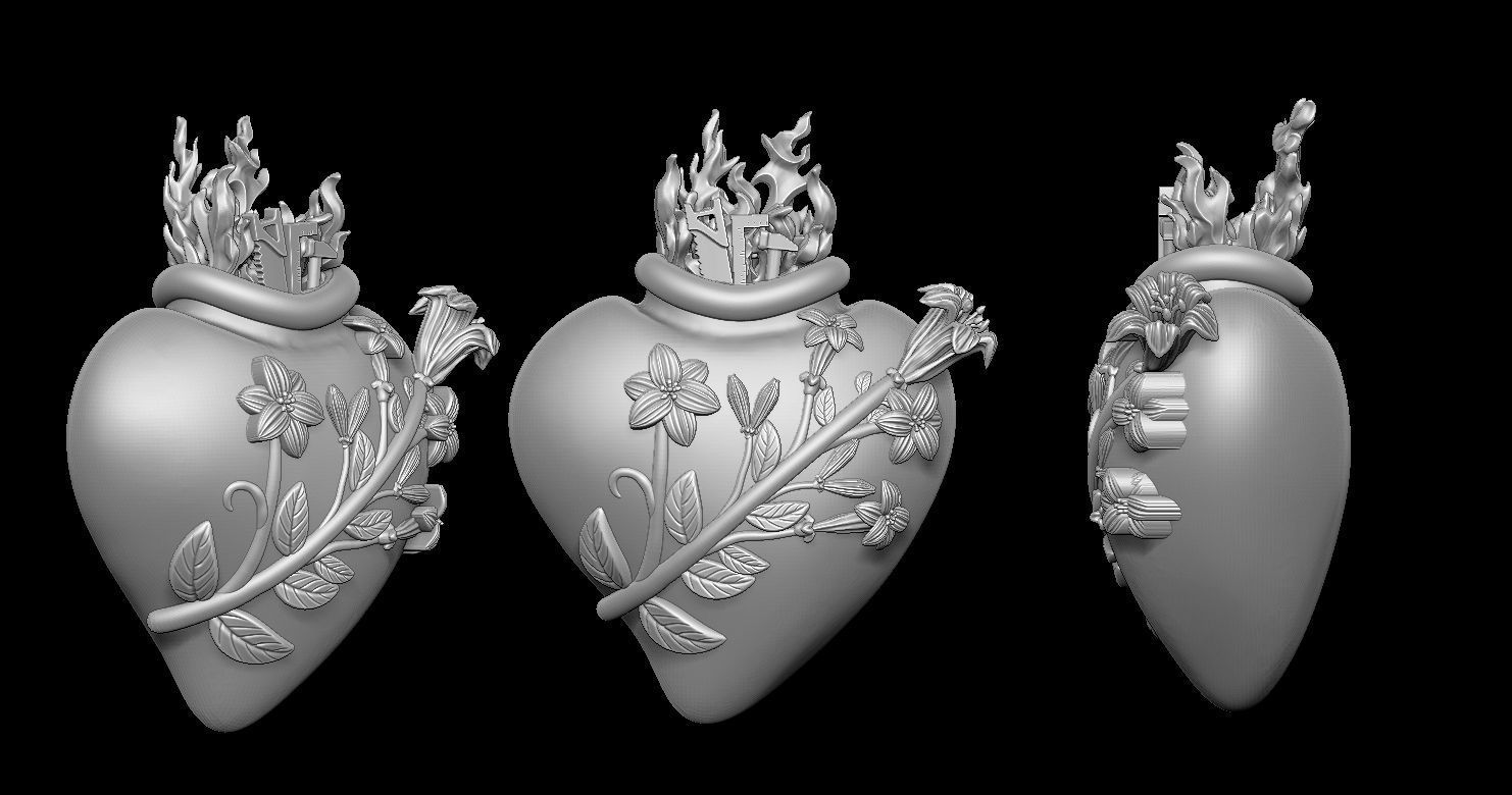 Three Sacred Hearts 3D print model 3D print model_32