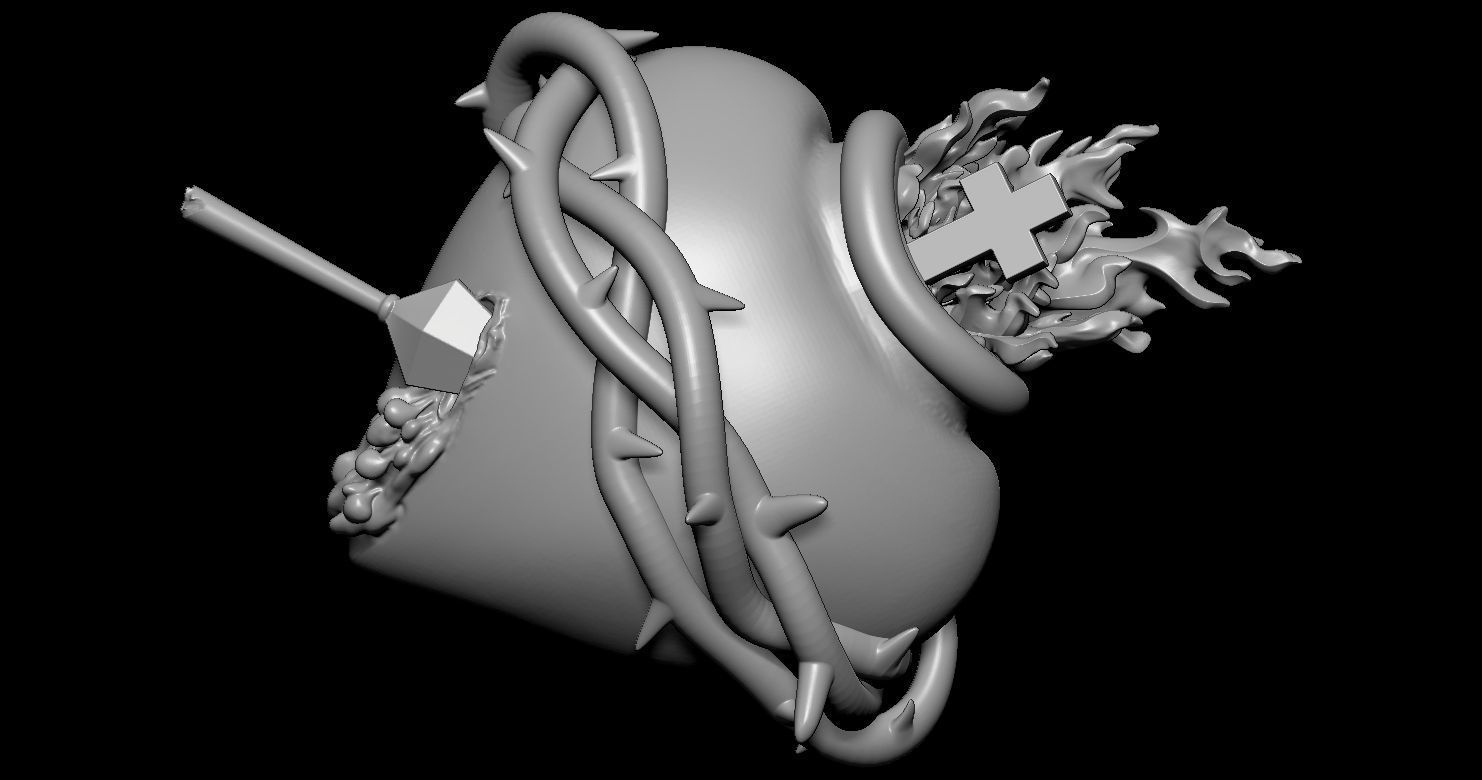 Three Sacred Hearts 3D print model 3D print model_9