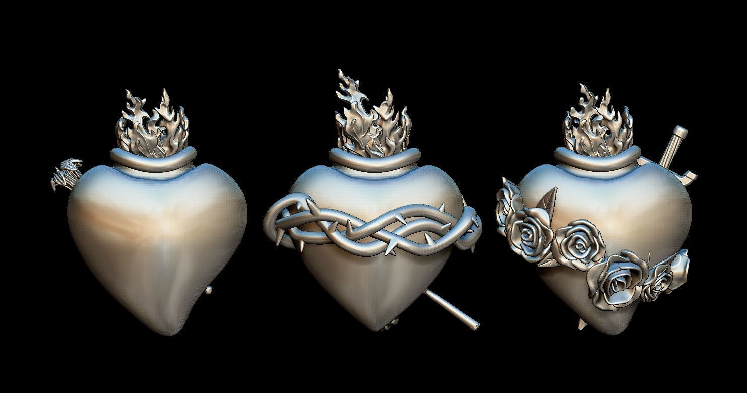 Three Sacred Hearts 3D print model 3D print model_20