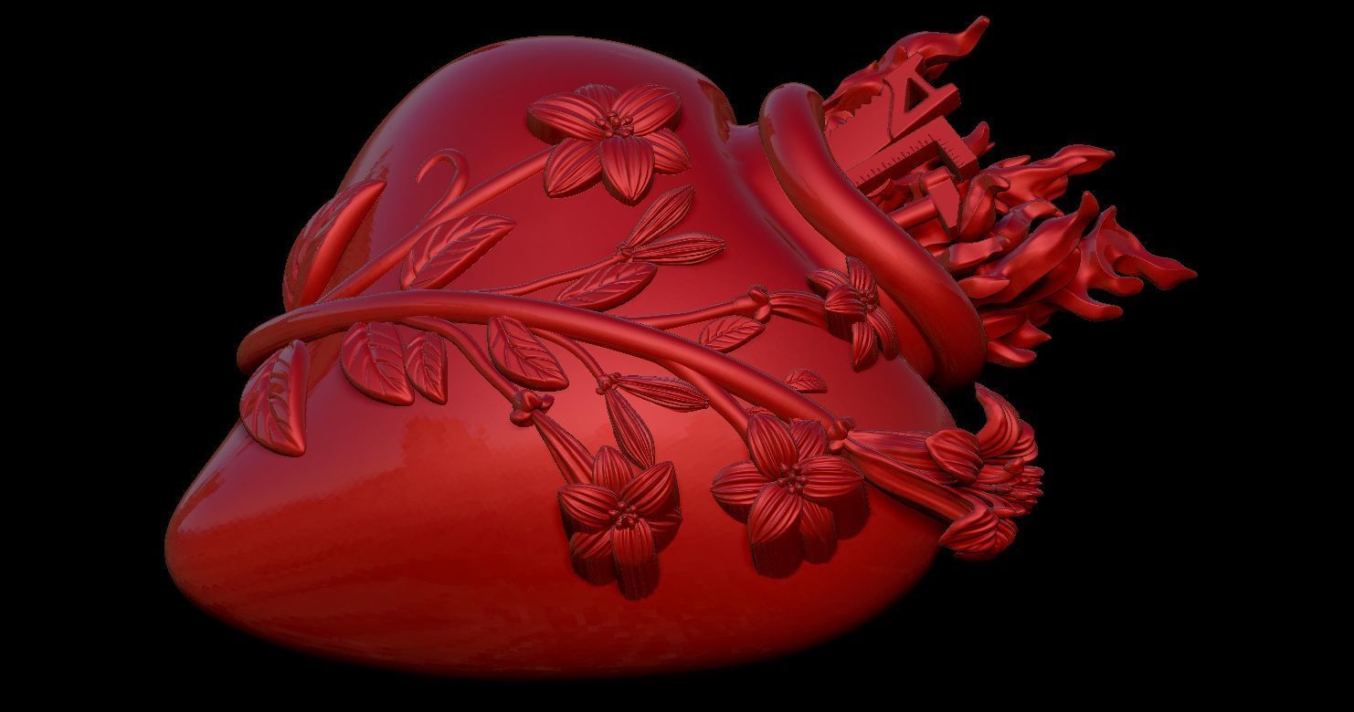 Three Sacred Hearts 3D print model 3D print model_39
