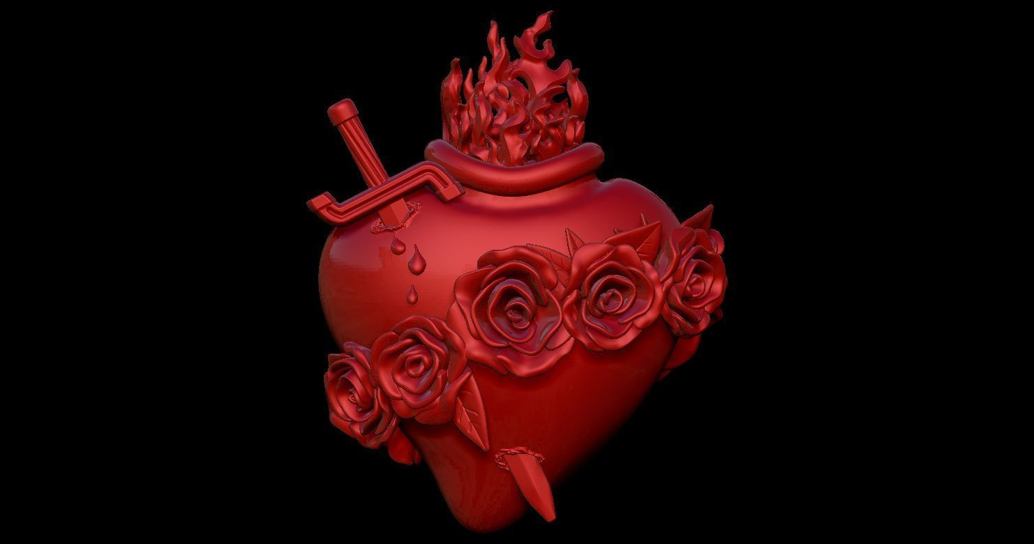 Three Sacred Hearts 3D print model 3D print model_12