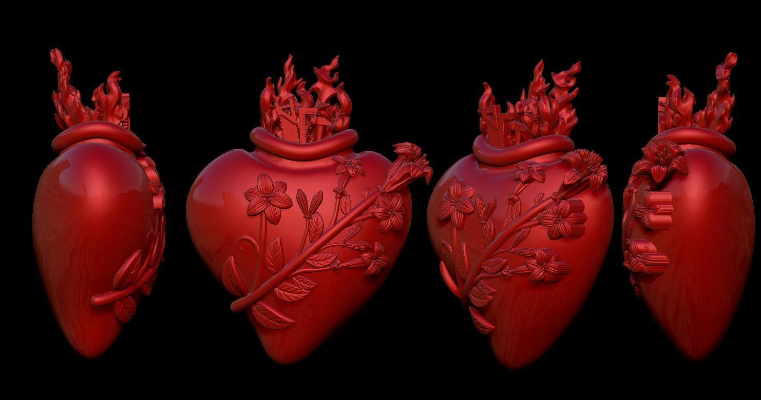 Three Sacred Hearts 3D print model 3D print model_31