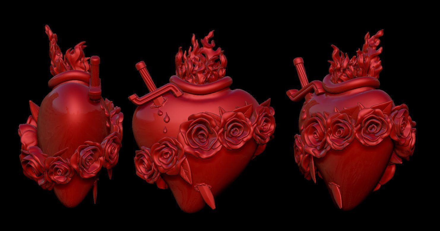 Three Sacred Hearts 3D print model 3D print model_15