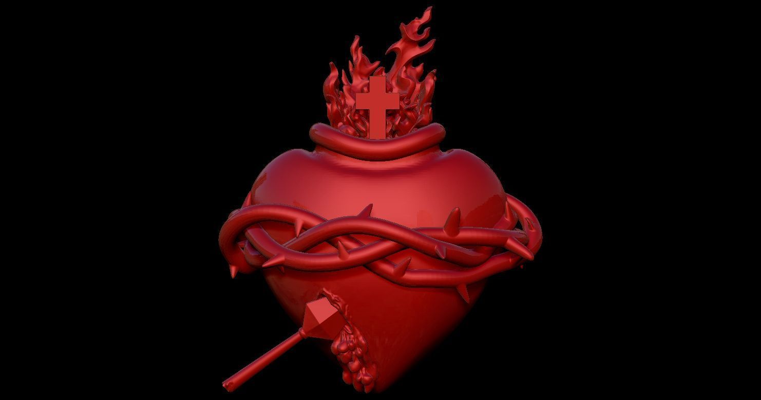 Three Sacred Hearts 3D print model 3D print model_29