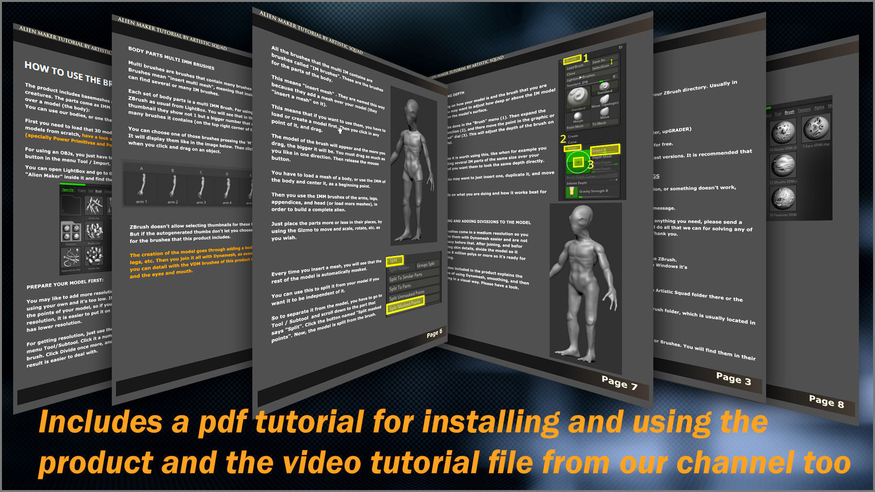 Alien Maker 130 ZBrush IMM and VDM brushes   3D model_12
