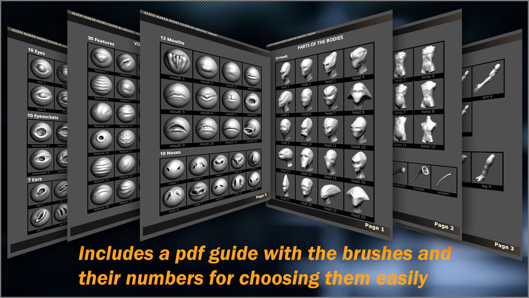 Alien Maker 130 ZBrush IMM and VDM brushes   3D model_13