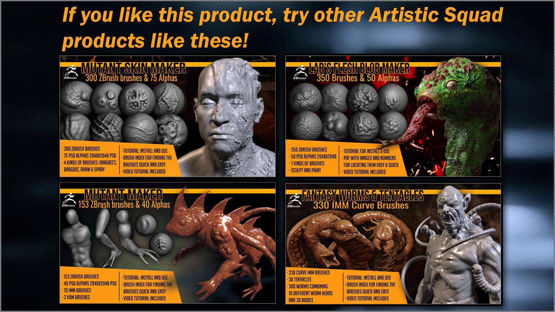 Alien Maker 130 ZBrush IMM and VDM brushes   3D model_14